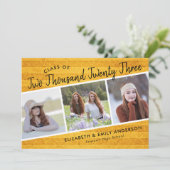 Handgeschreven klasse van 2019 | 3 Foto's Rustic Kaart (Staand voorkant)