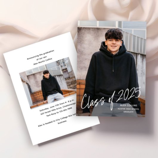 Handgeschreven Klasse van 2025 Foto Afstuderen Aankondiging