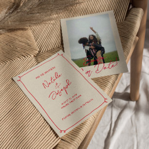 Handgeschreven  Kleurrijke Foto Modern Wedding Save The Date