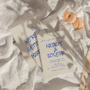 Handgeschreven kleurrijke retro funky unieke bruil kaart