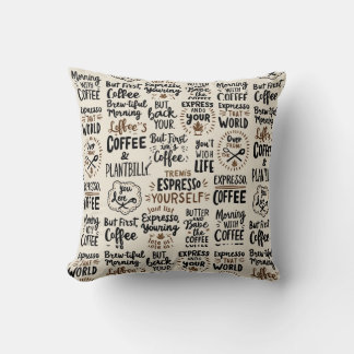 Handgeschreven koffie citaten kussen