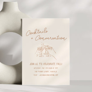 Handgeschreven Krabbels Cocktails Herfstfeestje Kaart