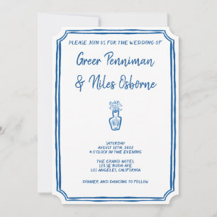 Handgeschreven La Dolce Vita Italiaans Blauw Huwel Kaart