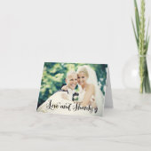Handgeschreven 'Liefde en Dank' Huwelijksfoto Bedankkaart (Voorkant)