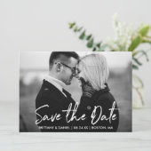 Handgeschreven Manuscript sparen de Zwarte Witte K Save The Date (Staand voorkant)