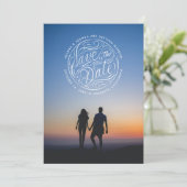 handgeschreven medaillon Foto Save The Date (Staand voorkant)