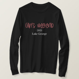 Handgeschreven Meisjes Weekend Locatie en Jaar T-shirt