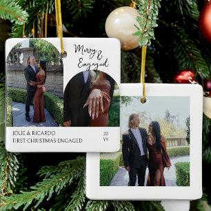 Handgeschreven Merry and Engaged Arch Photo Keramisch Ornament