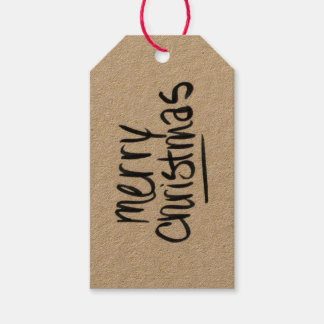 Handgeschreven Merry Christmas Black Kraft Gift La Cadeaulabel