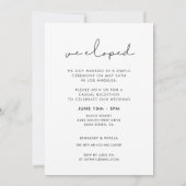 Handgeschreven minimalistisch Elopement-ontvangstf Kaart (Achterkant)