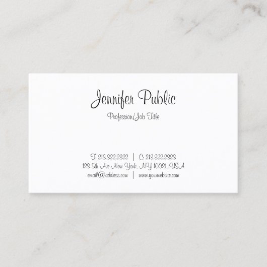 Handgeschreven minimalistisch script, feilbaar mod visitekaartje (Voorkant)