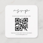 Handgeschreven minimalistische QR-code RSVP-reacti Informatiekaartje (Voorkant)