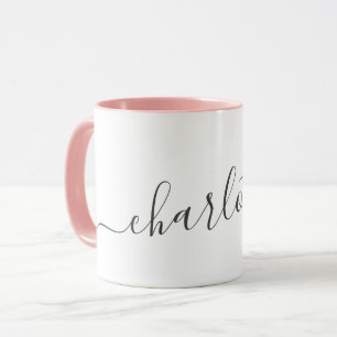 Handgeschreven minimalistische script gepersonalis mok