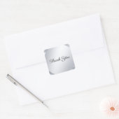 Handgeschreven moderne bedanktekst metaalzilver vierkante sticker (Envelop)