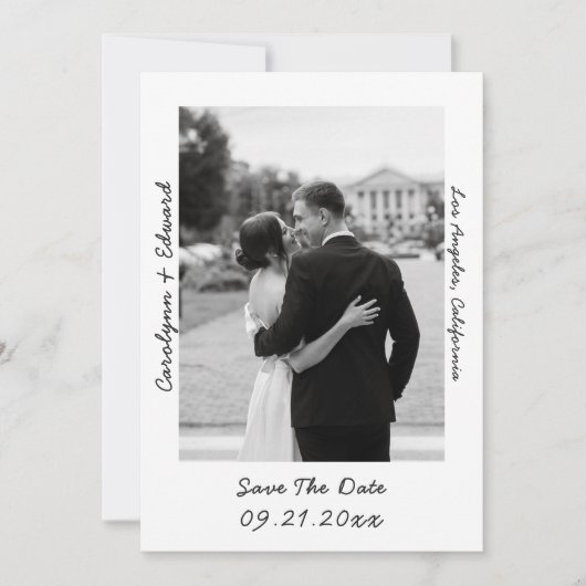 Handgeschreven moderne foto bruiloft Bewaar de dat Save The Date (Voorkant)