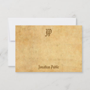 Handgeschreven Monogram Nostalgische look Design Notitiekaartje