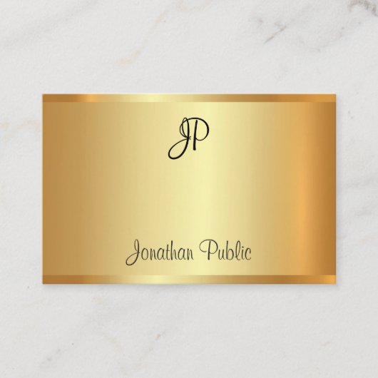 Handgeschreven Monogram Script Goud Modern Elegant Visitekaartje (Voorkant)