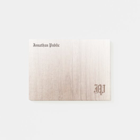 Handgeschreven Monogram Sjabloon Aangepaste houtki Post-it® Notes (Voorkant)