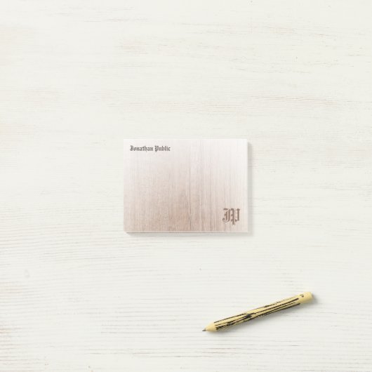 Handgeschreven Monogram Sjabloon Aangepaste houtki Post-it® Notes (Op bureau)