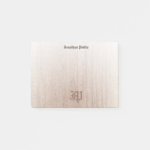 Handgeschreven Monogram Sjabloon Custom Wood Look Post-it® Notes