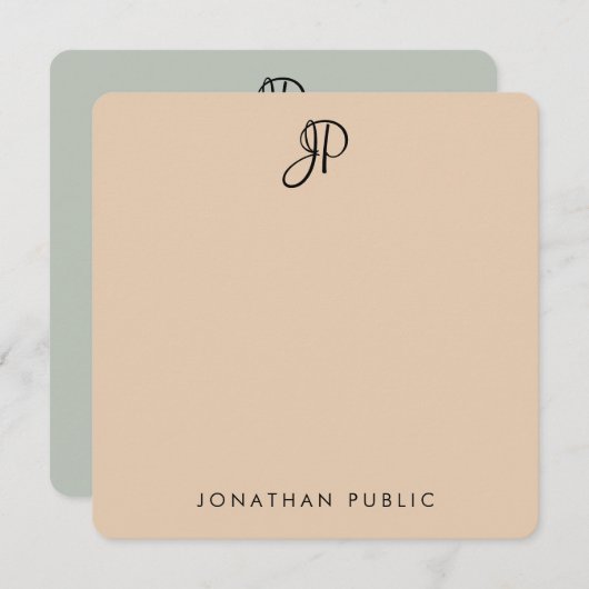 Handgeschreven Monogrammen Sjabloon Elegant Colors (Voorkant / Achterkant)
