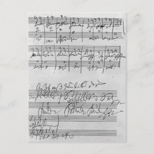Handgeschreven muziekscore briefkaart (Voorkant)
