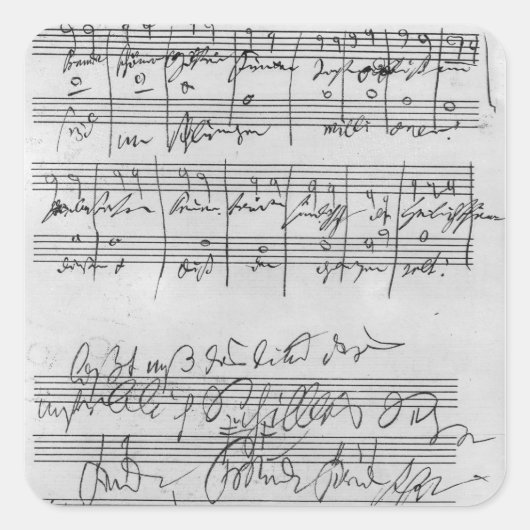 Handgeschreven muziekscore vierkante sticker (Voorkant)