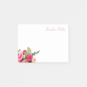 Handgeschreven naam Chic Sjabloon Waterverf Floral Post-it® Notes