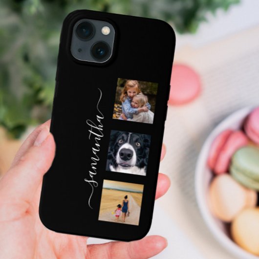 Handgeschreven naam Foto Collage Sjabloon Aangepas Case-Mate iPhone Case