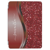 Handgeschreven naam Glam Red Metal Glitter iPad Air Cover (Voorkant)