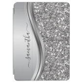 Handgeschreven naam Glam Silver Metal Glitter iPad Air Cover (Voorkant)