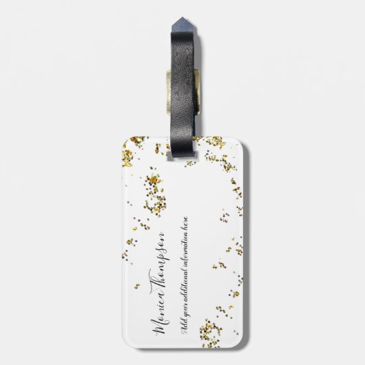 Handgeschreven naam + Gouden stippen Vrouw Bagagelabel (Achterkant verticaal)
