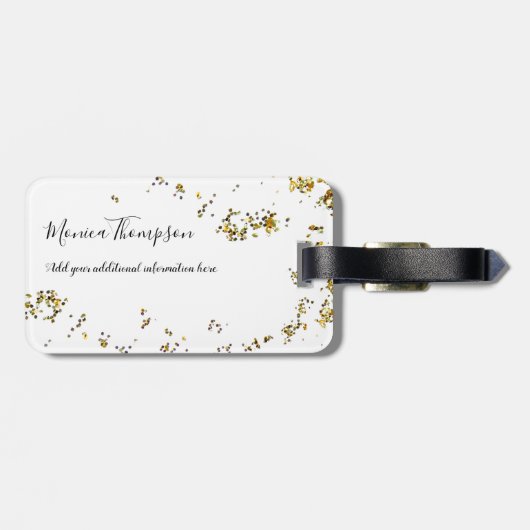 Handgeschreven naam + Gouden stippen Vrouw Bagagelabel (Achterkant horizontaal)