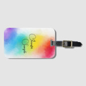 Handgeschreven naam Modern Trendy Rainbow-kleuren Bagagelabel (Voorkant (horizontaal))