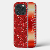 Handgeschreven naam Rood Diamond Glitter Case-Mate iPhone Case (Achterkant)