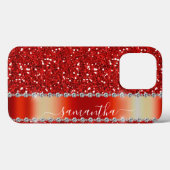 Handgeschreven naam Rood Diamond Glitter Case-Mate iPhone Case (Achterkant (horizontaal))