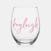 Handgeschreven naam vrijgezellenfeest bruidsfeest wijnglas zonder voet (Voorkant)