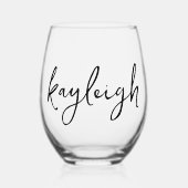 Handgeschreven naam vrijgezellenfeest bruidsfeest wijnglas zonder voet (Voorkant)