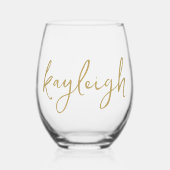 Handgeschreven naam vrijgezellenfeest bruidsfeest wijnglas zonder voet (Voorkant)