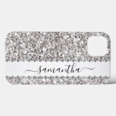 Handgeschreven naam witte diamant glans look Case-Mate iPhone case (Achterkant (horizontaal))