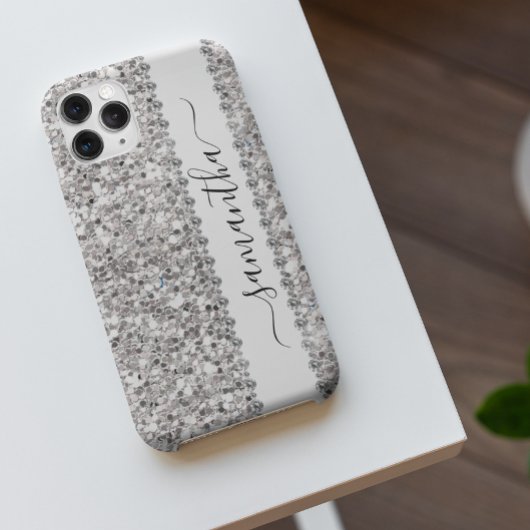 Handgeschreven naam witte diamant glans look Case-Mate iPhone case