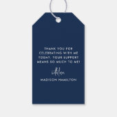 Handgeschreven Navy Script Afstuderen Dank u Cadeaulabel (Achterkant)