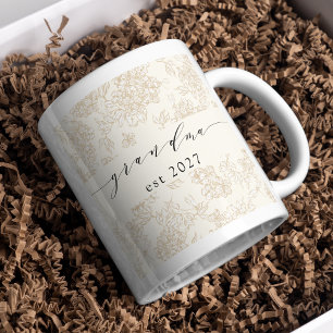 Handgeschreven oma stijlvol bloempatroon koffiemok