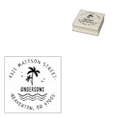 Handgeschreven Palms-Tree Tropical Return-adres Rubberstempel (Gestempeld)