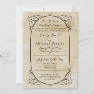 Handgeschreven parchment Vintage Wedding Noite Old Kaart