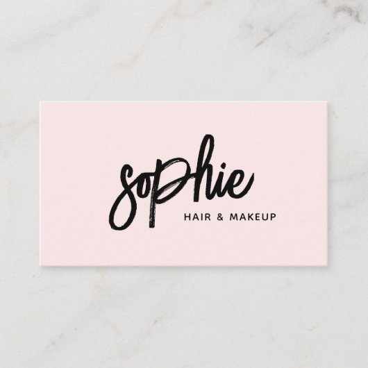 Handgeschreven penseelscript Blush Roze Bezig in Visitekaartje (Voorkant)