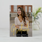 Handgeschreven script 2 Photo Afstuderen Folie Uitnodiging (Staand Voorkant)