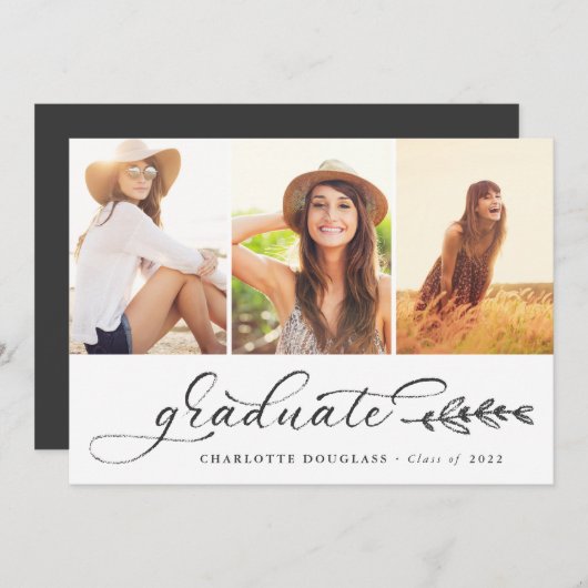 Handgeschreven script Afstuderen 3 fotocollage Aankondiging (Voorkant / Achterkant)