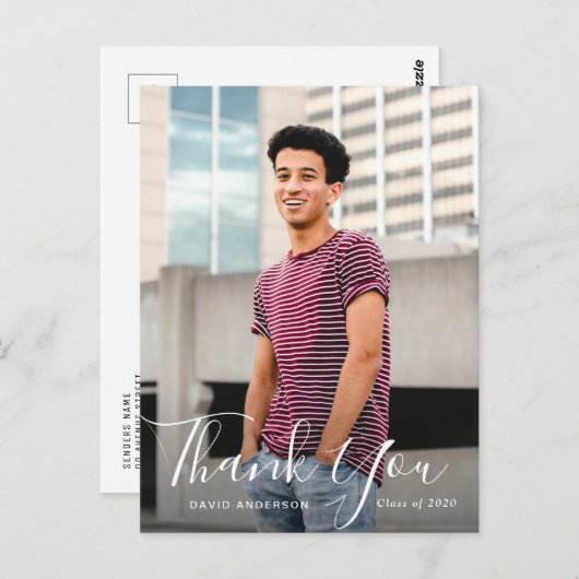 Handgeschreven script afstuderen dank u briefkaart (Voorkant / Achterkant)