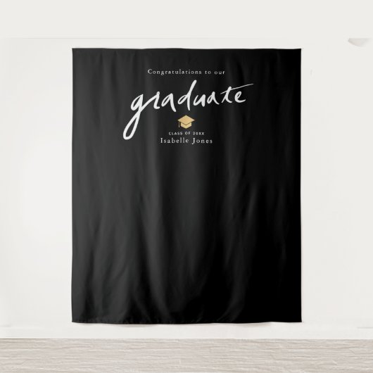 Handgeschreven Script Backdrop Prop White Afstuder Wandkleed (Voorkant)